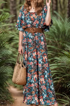 🌸 Tied Printed Round Neck Half Sleeve Dress 🌸