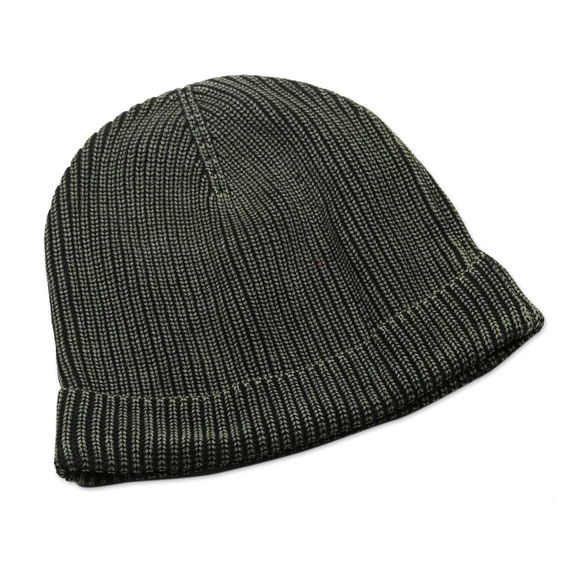 100% Cotton Knitted Hat in Dark Artichoke and Stone Washed - Classy Olive