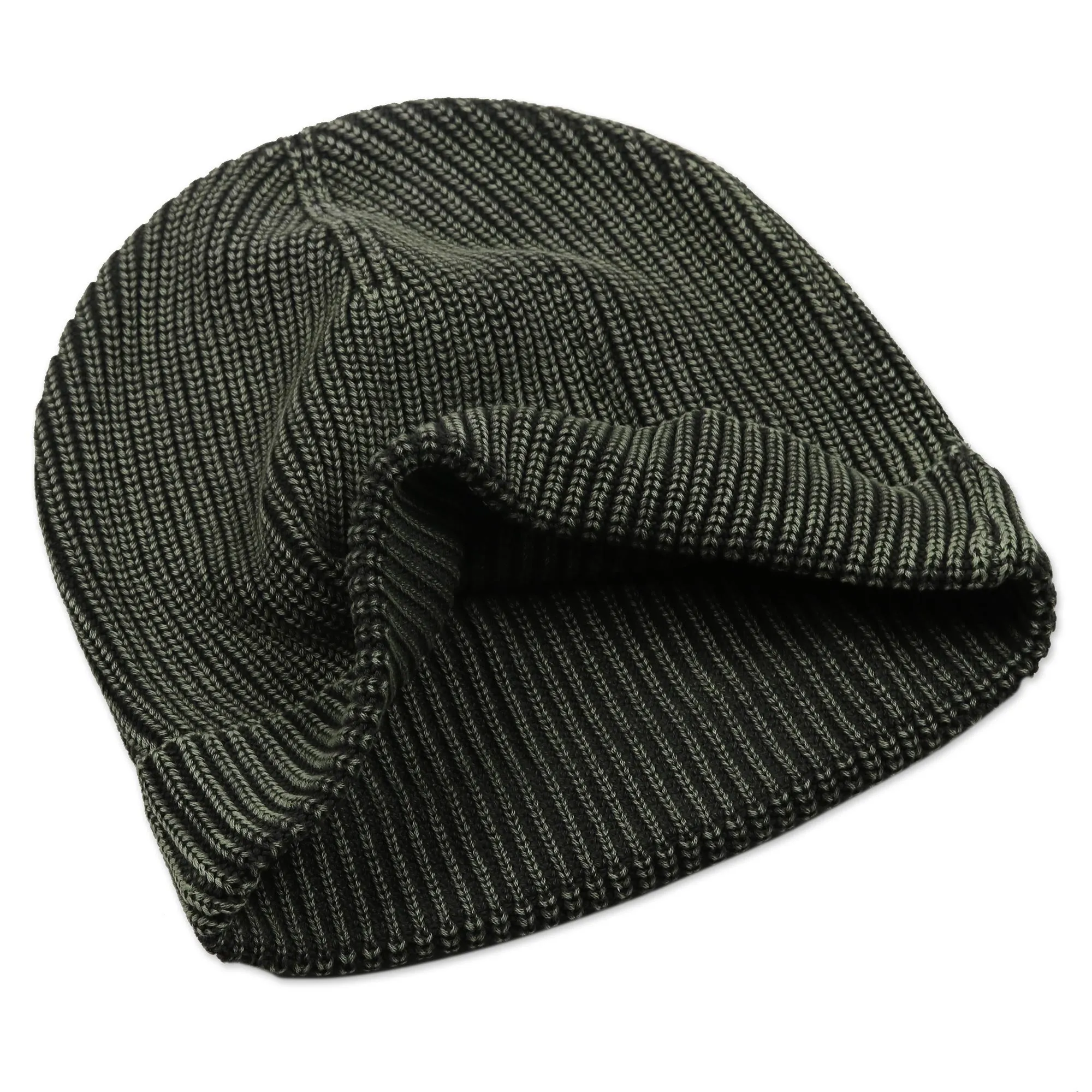 100% Cotton Knitted Hat in Dark Artichoke and Stone Washed - Classy Olive