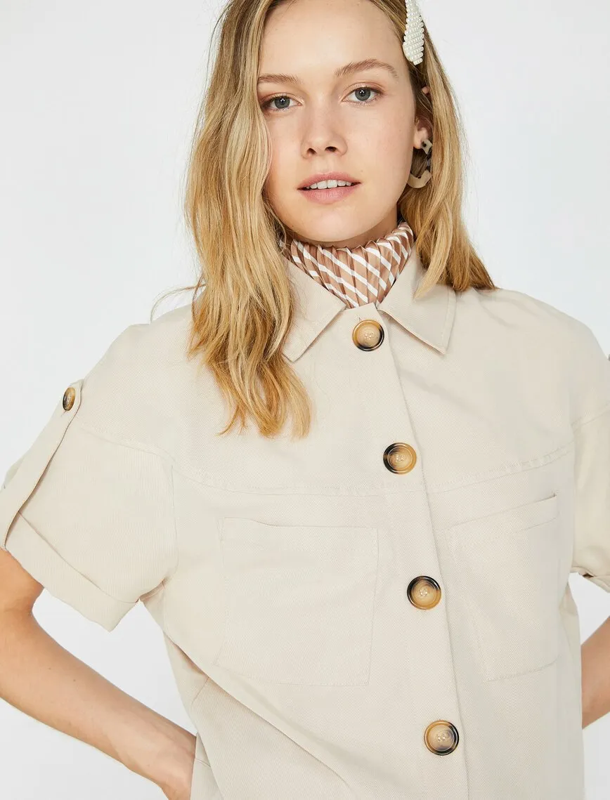 16528 Beige Cropped Jacket