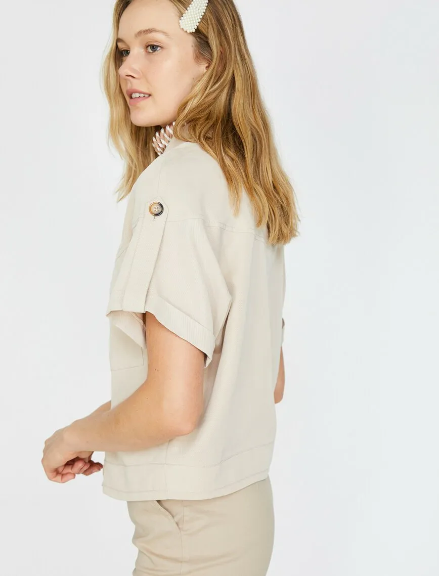 16528 Beige Cropped Jacket