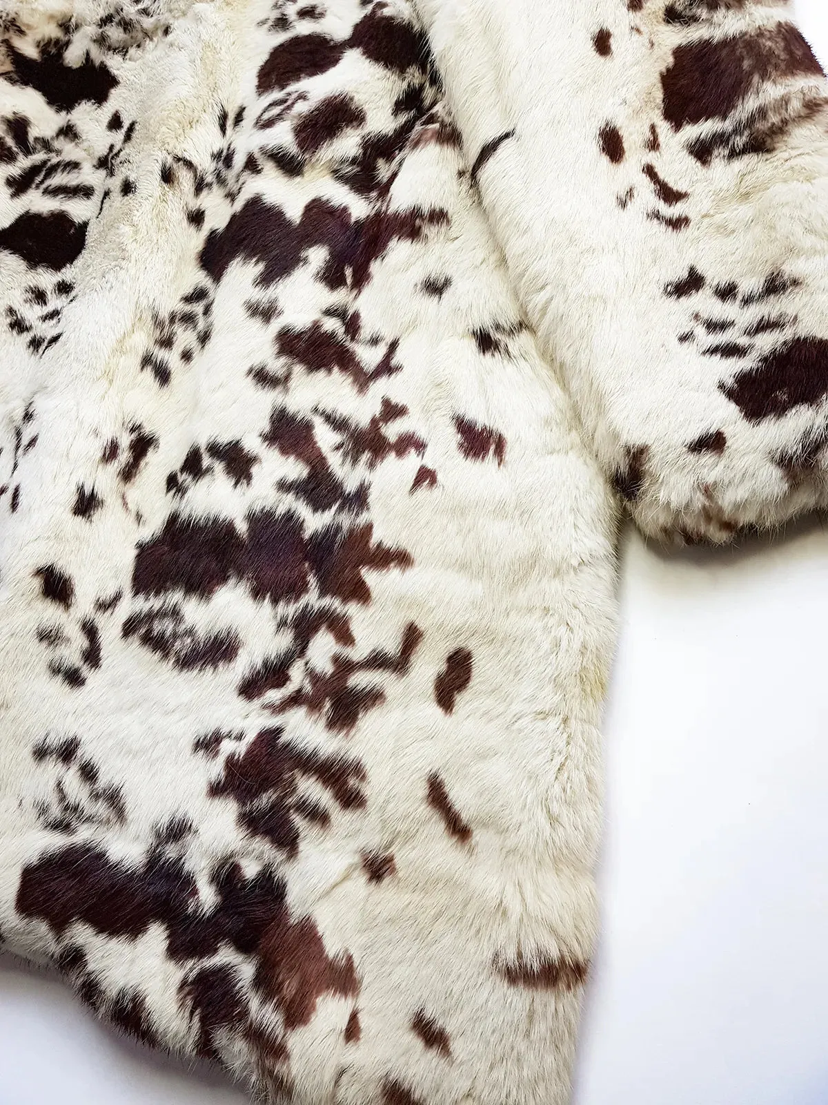 1940s Vintage Italian Rabbit Coat - Super Soft - Cream & Chocolate Brown