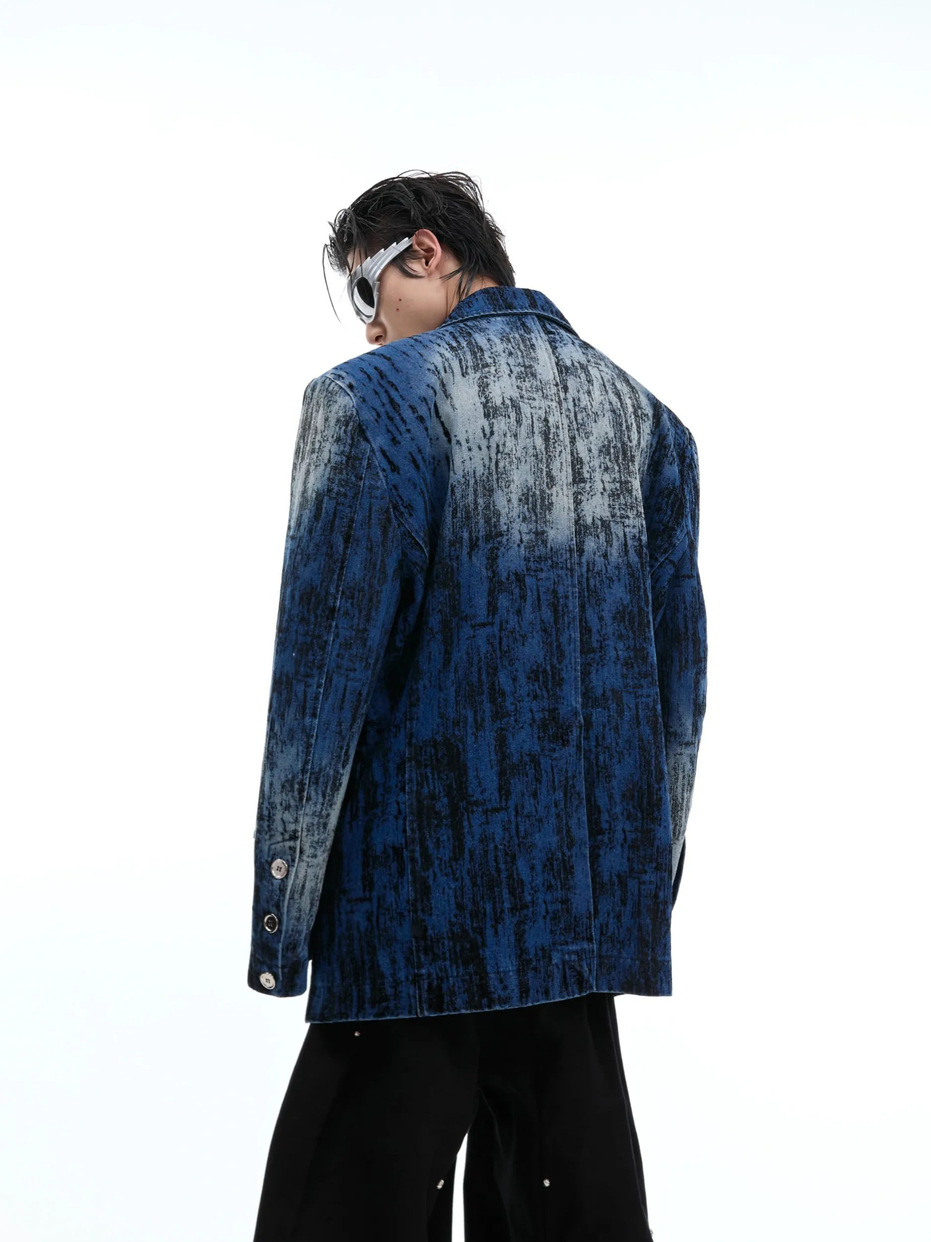 【24s Oct.】Tie-Dye Shoulder Denim Blazer