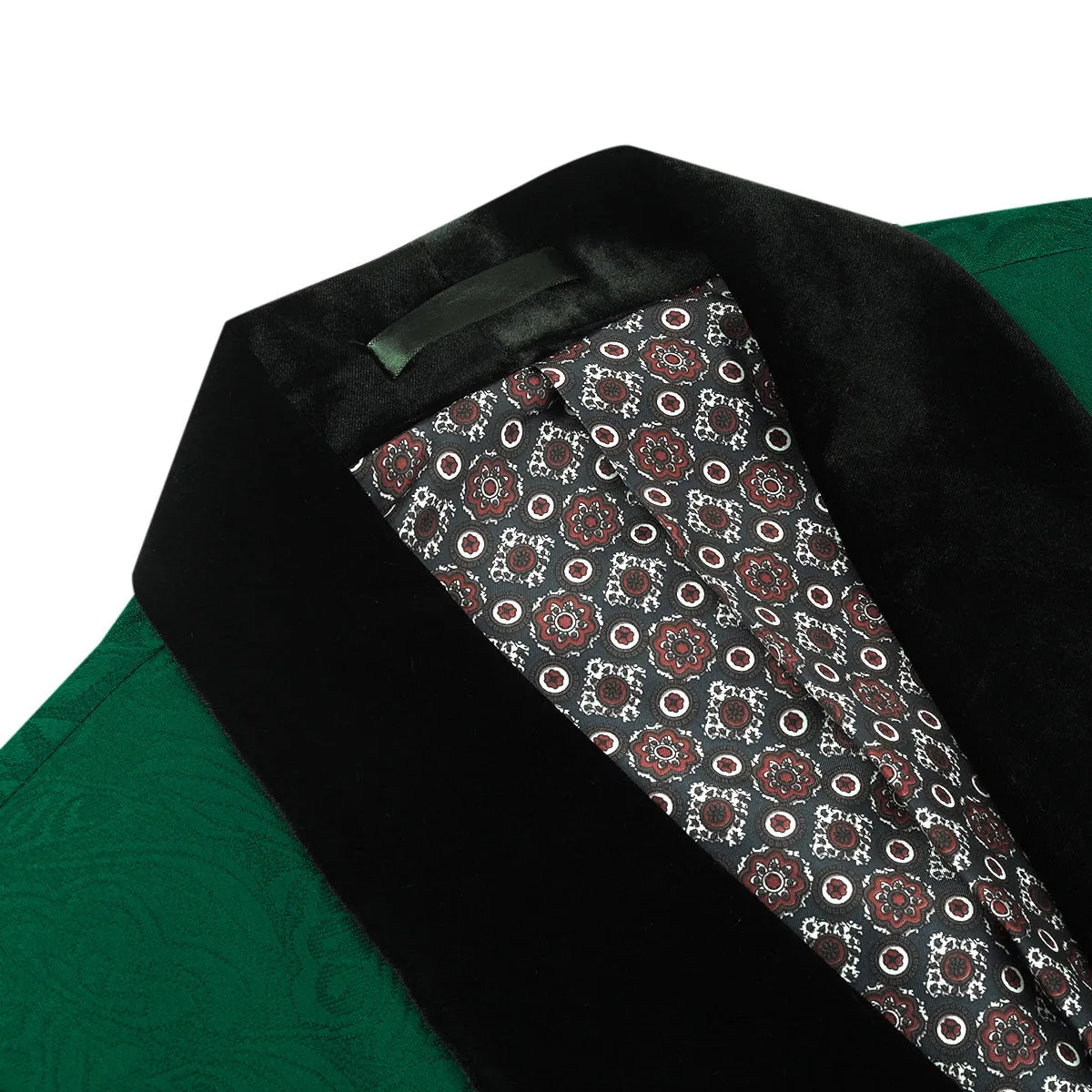 3-Piece Paisley Suit Shawl Collar Suit Green