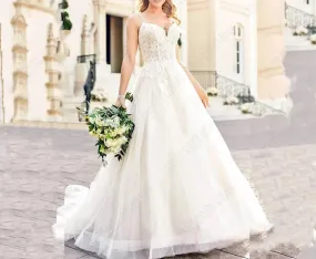 3D Floral Applique/Organza Wedding Gown