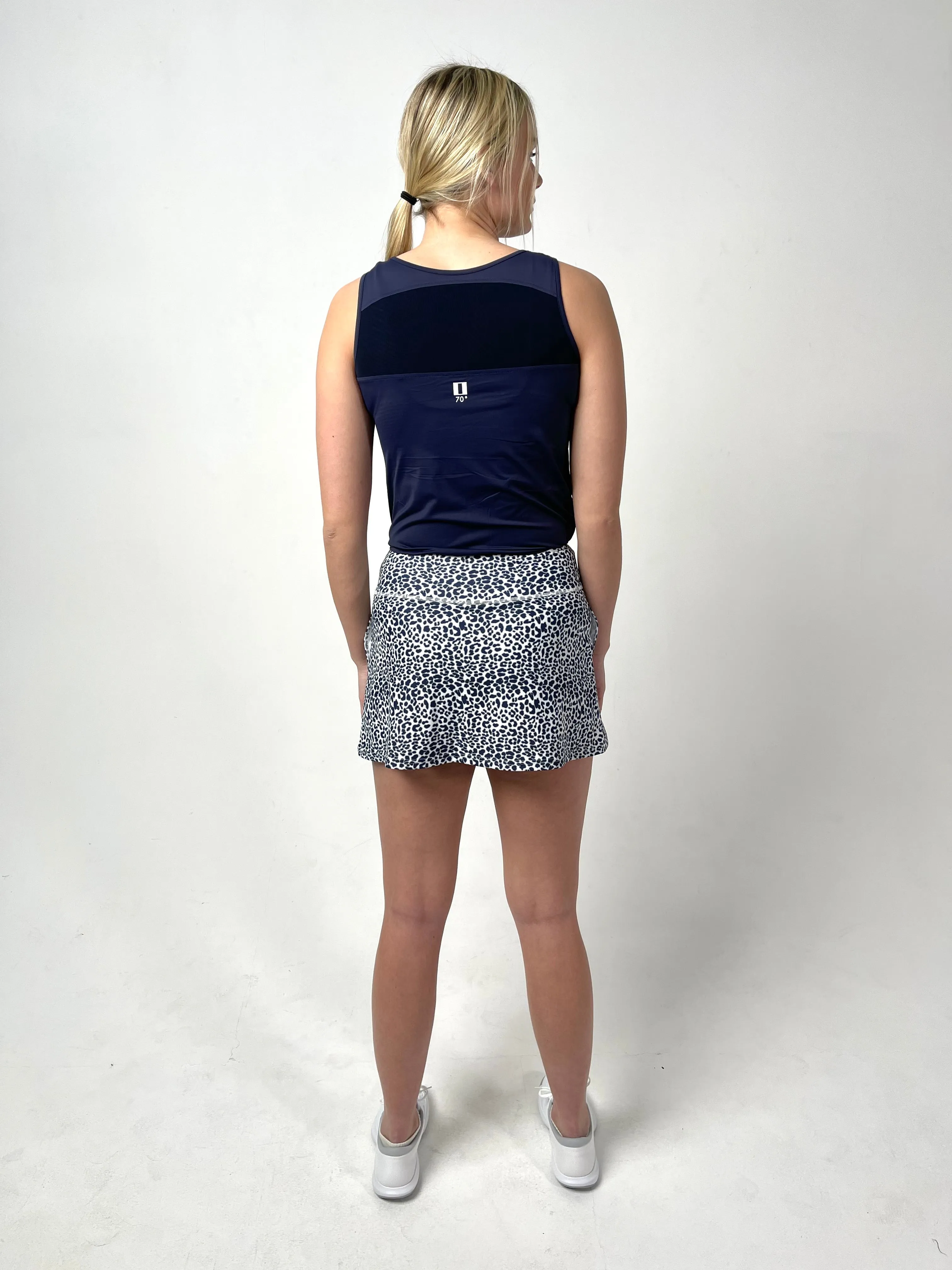 A-line Navy Leopard Print Skort