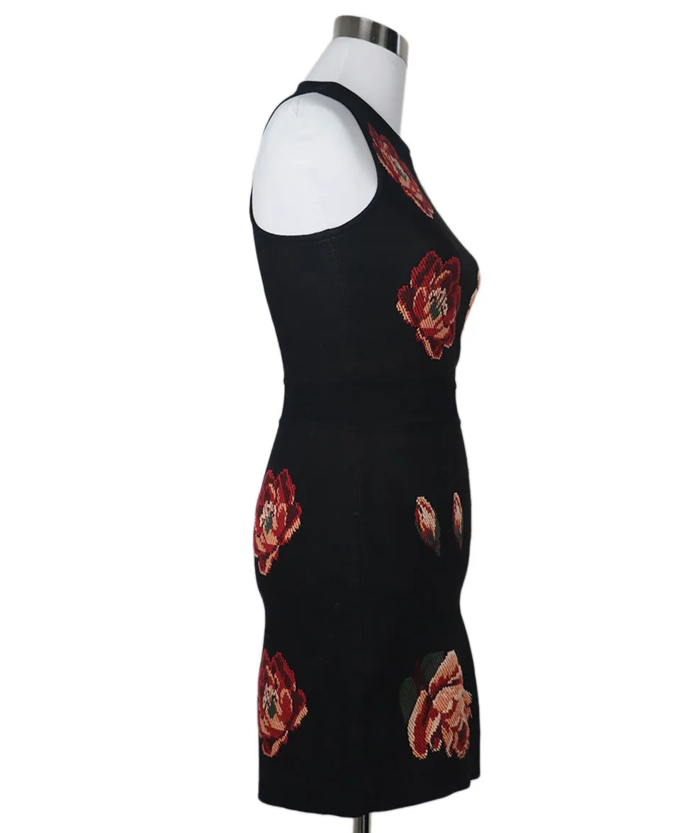 Alexander McQueen Black Floral Knit Dress sz 2