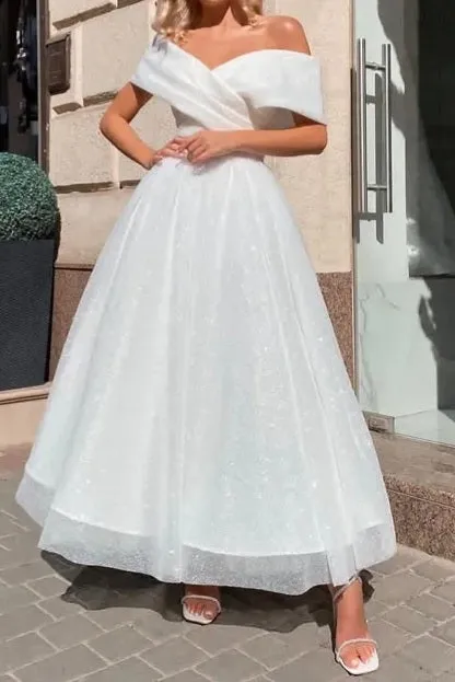 All Over Sparkle Tea Length Wedding Dress All Sizes/Colors