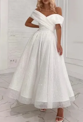 All Over Sparkle Tea Length Wedding Dress All Sizes/Colors