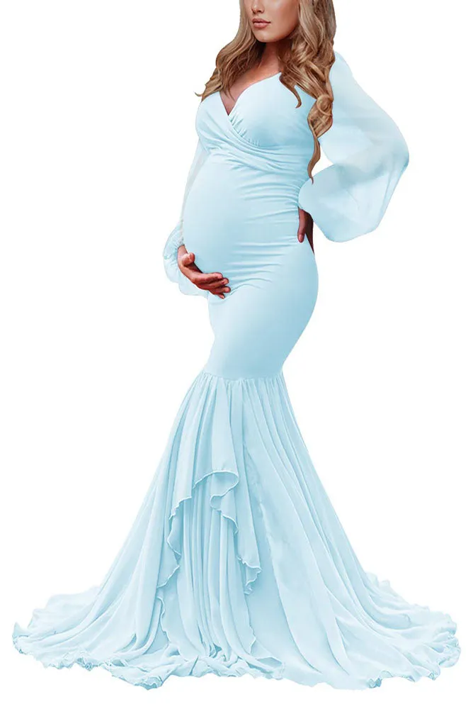 Allure Chiffon Long Sleeve Maternity Gown