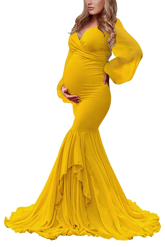 Allure Chiffon Long Sleeve Maternity Gown