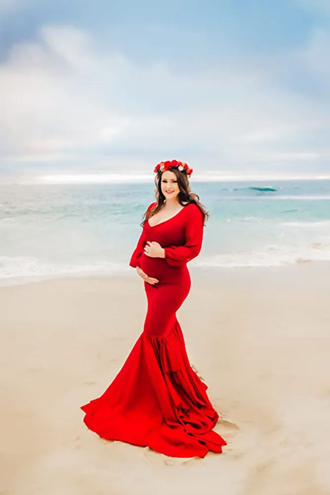 Allure Chiffon Long Sleeve Maternity Gown