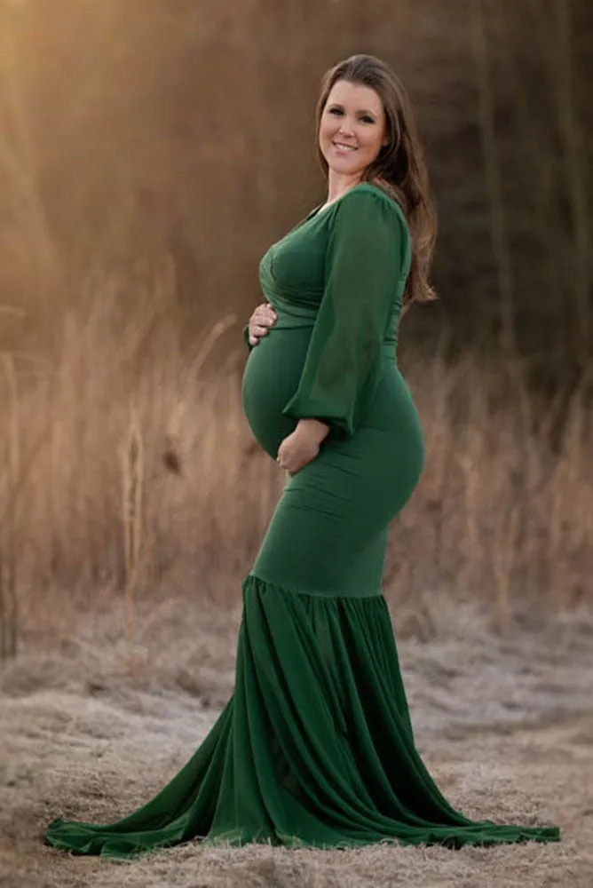 Allure Chiffon Long Sleeve Maternity Gown