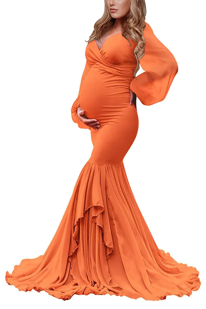 Allure Chiffon Long Sleeve Maternity Gown