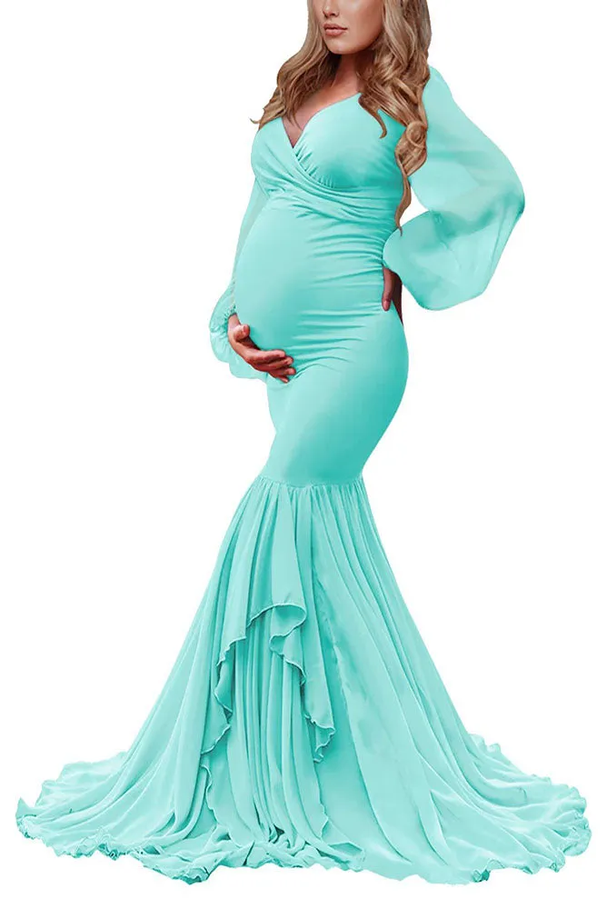 Allure Chiffon Long Sleeve Maternity Gown