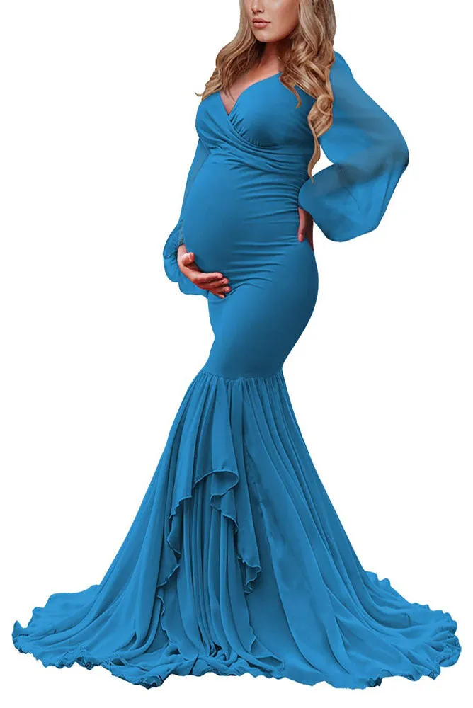 Allure Chiffon Long Sleeve Maternity Gown