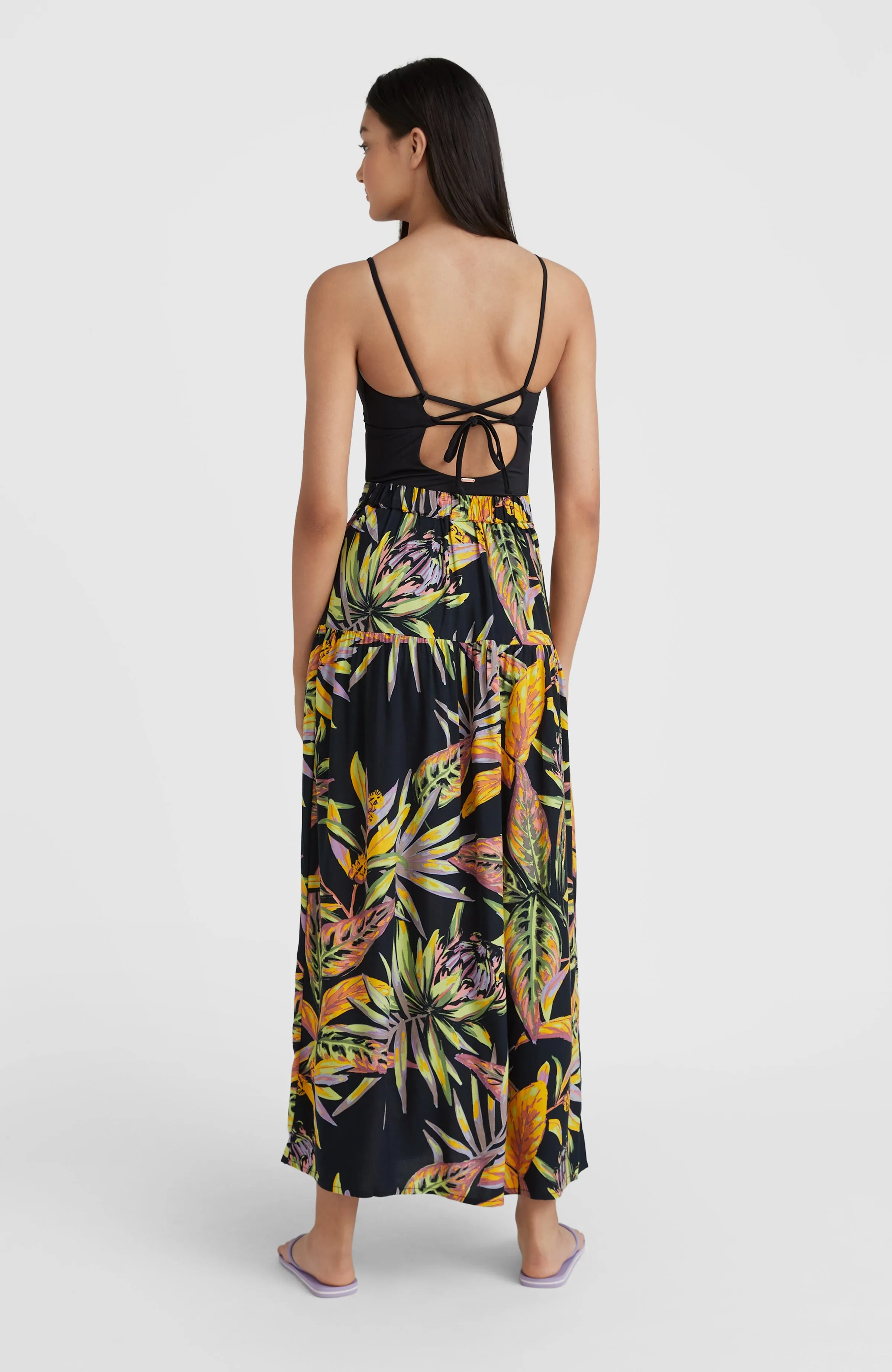 Alofa Maxi Skirt | Black Tropical Flower