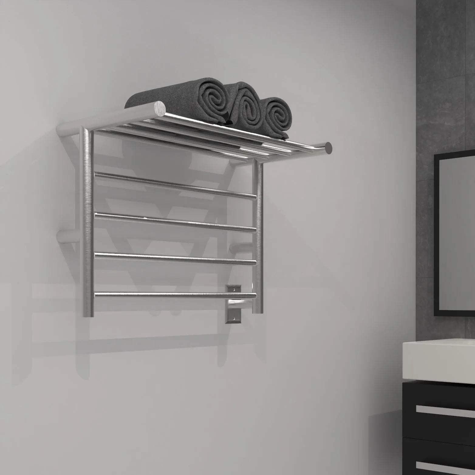 Amba Radiant Shelf Hardwired   Plug-in Combo 8 Bar Towel Warmer