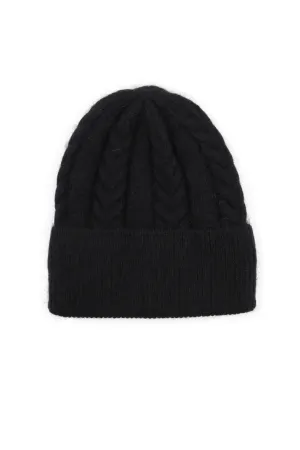 Audrey Cable Knit Hat in Black