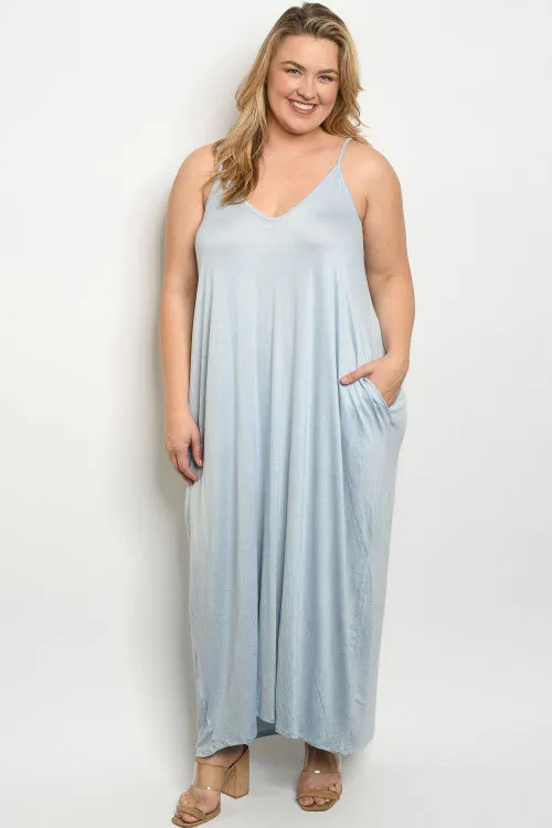 Baby Blue Plus Size Maxi Dress Cover Up