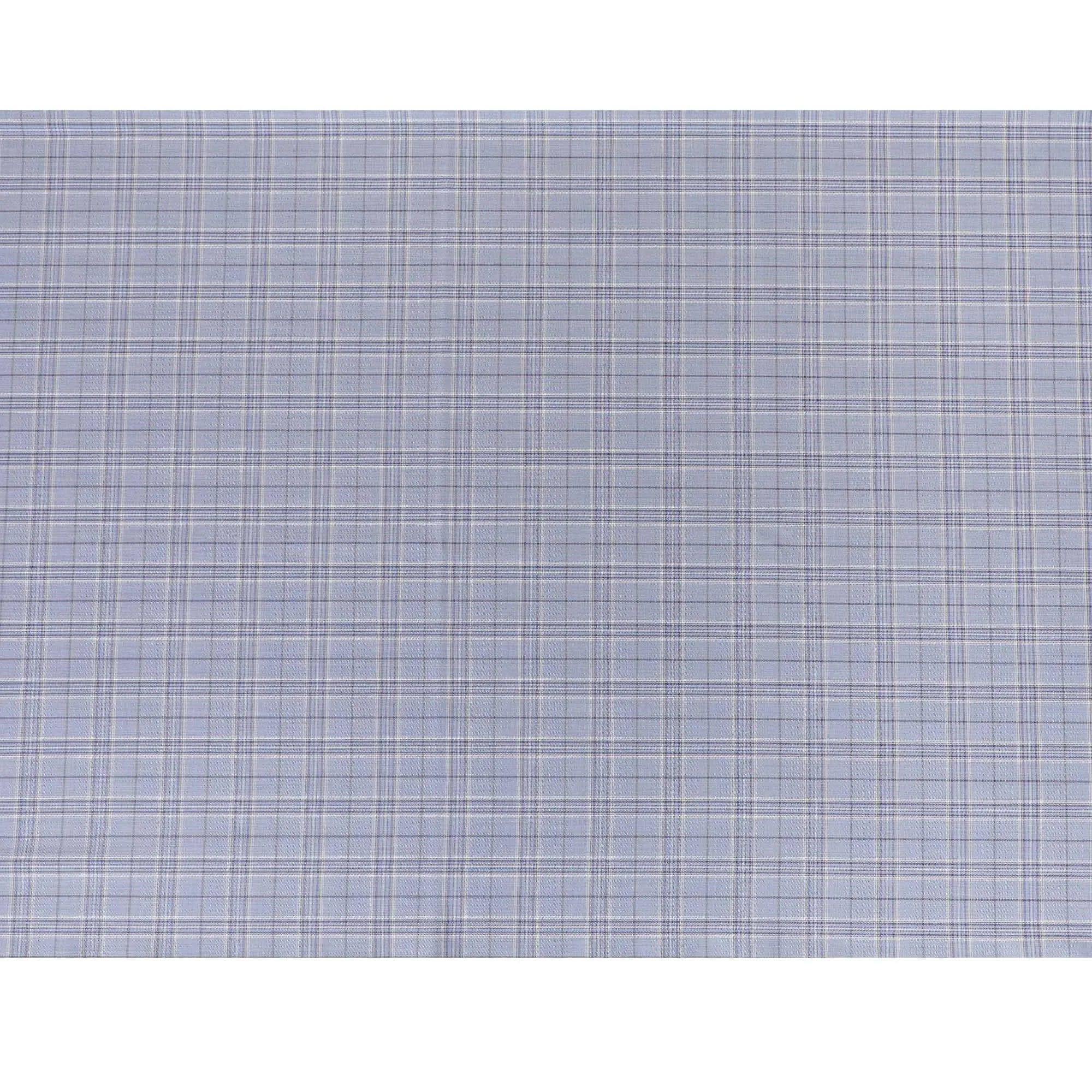 Baby blue Premium Italian super 130's all wool suiting fabric with pale brown, beige and blue checks design-D9451