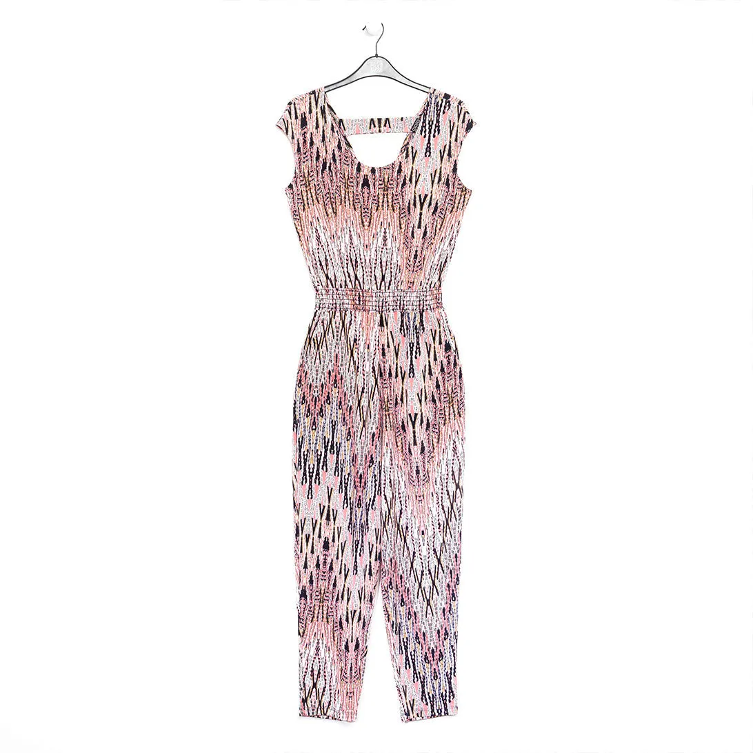 Back Cut Out Jogger Pocket Jumpsuit - Boho Weave - Final Sale!