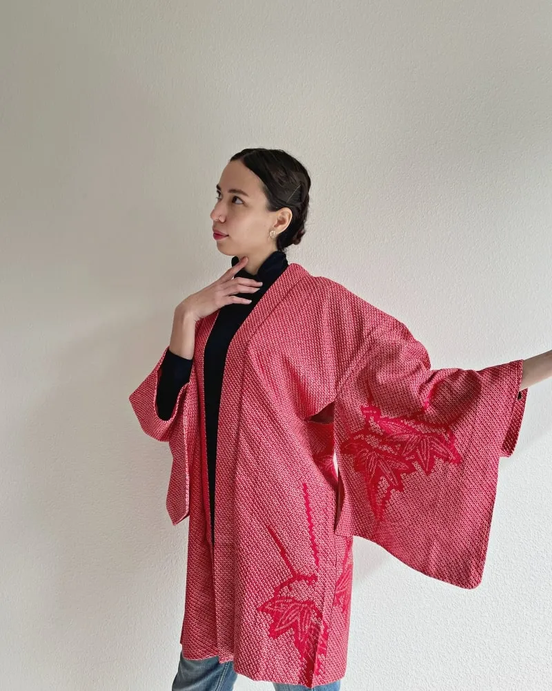 Bamboo Leaves Shibori Haori Kimono Jacket