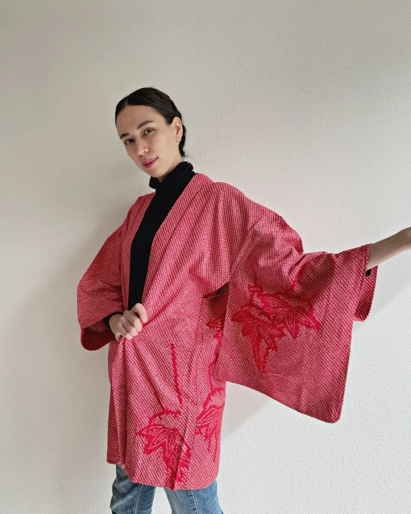 Bamboo Leaves Shibori Haori Kimono Jacket