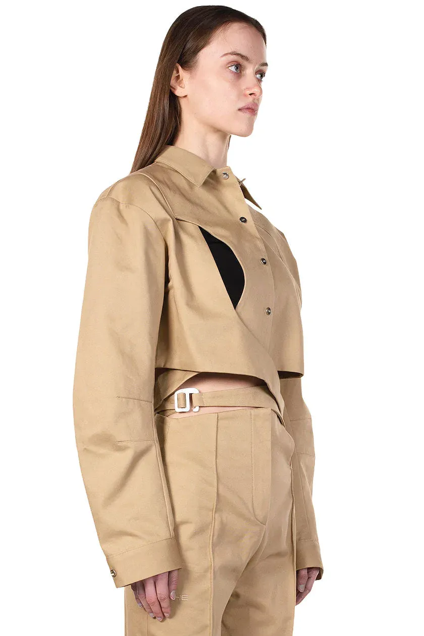 Beige Cropped Jacket