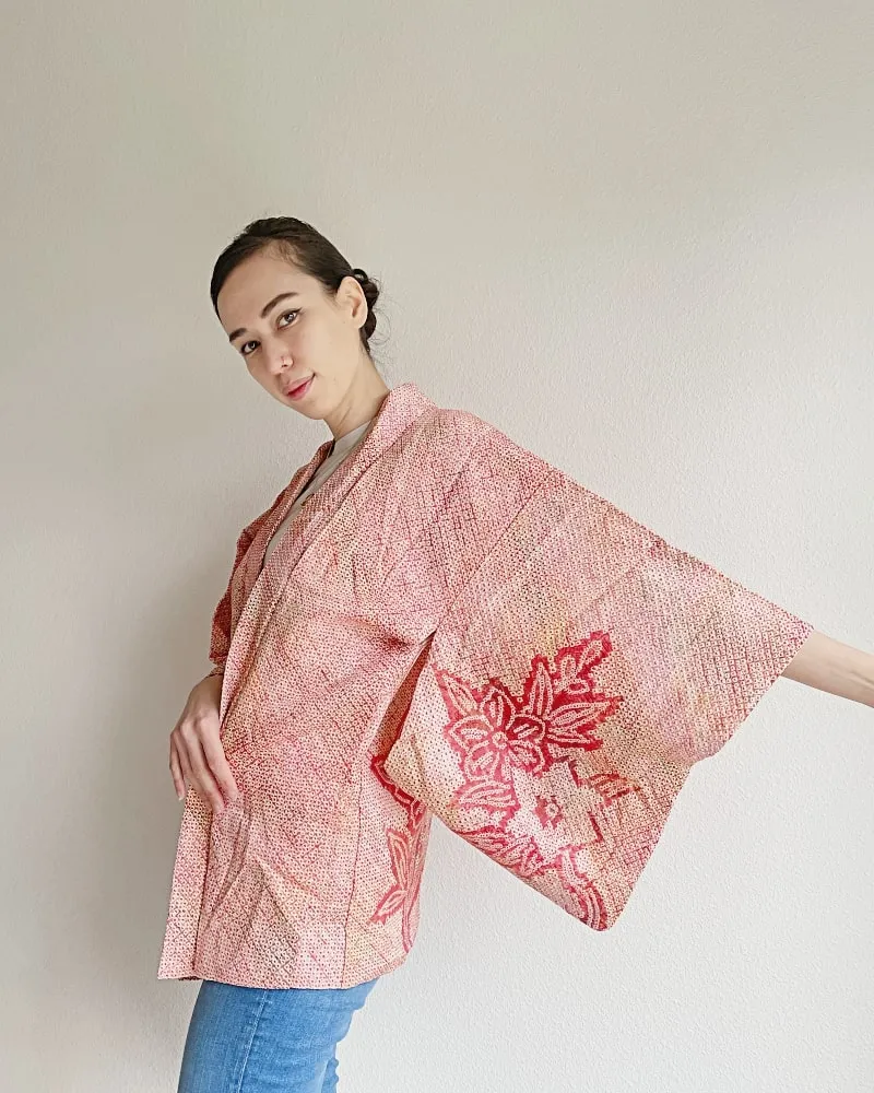 Bell Flower Love Shibori Haori Kimono Jacket