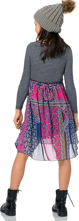 Big Girls Striped Bohemian High Low Dress