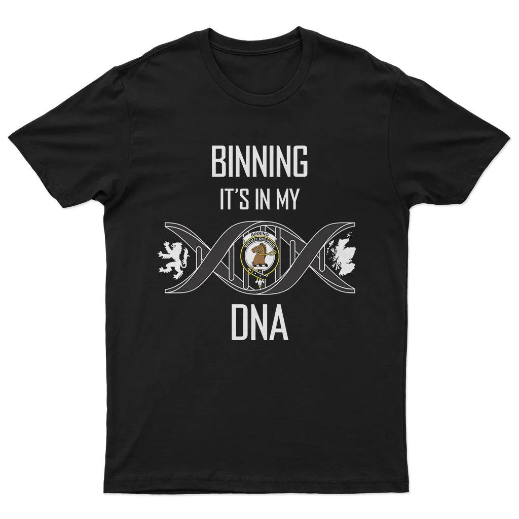 Binning Family Crest DNA In Me Mens Cotton T Shirt