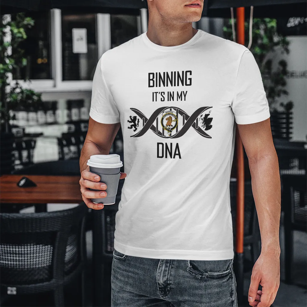 Binning Family Crest DNA In Me Mens Cotton T Shirt