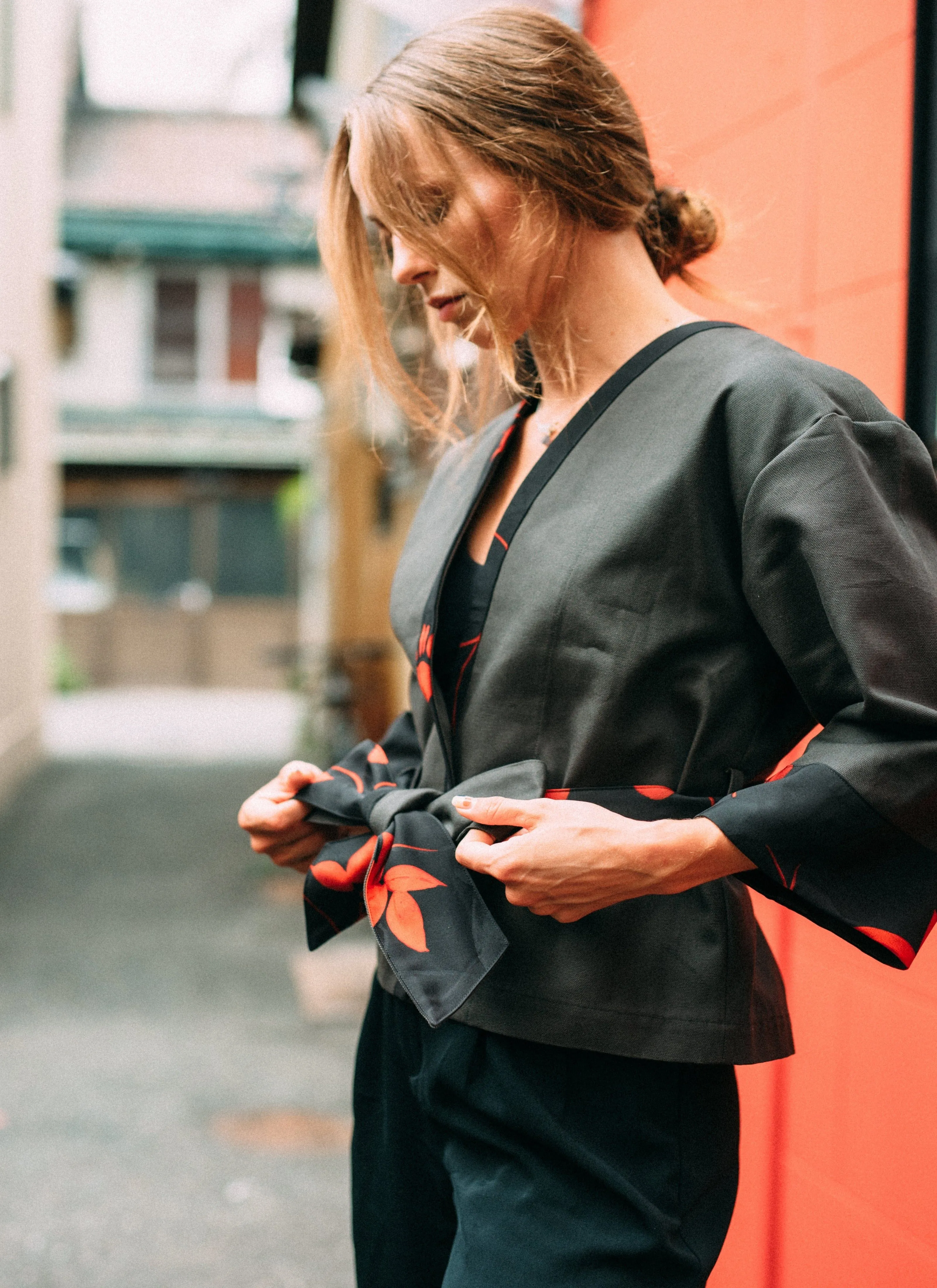 Black and Red-Kimono Jacket