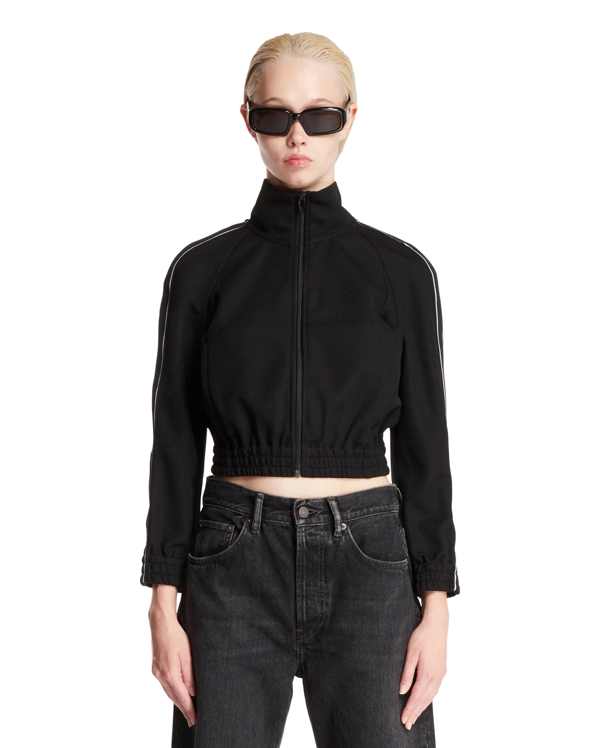 Black Cropped Track Jacket