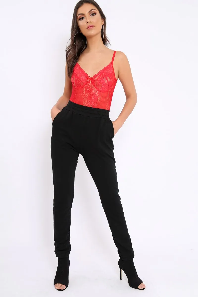 Black Elasticated Waist Joggers - Trina