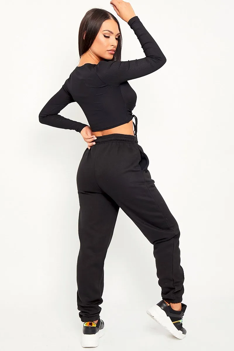 Black Front Piping Joggers - Jordyn