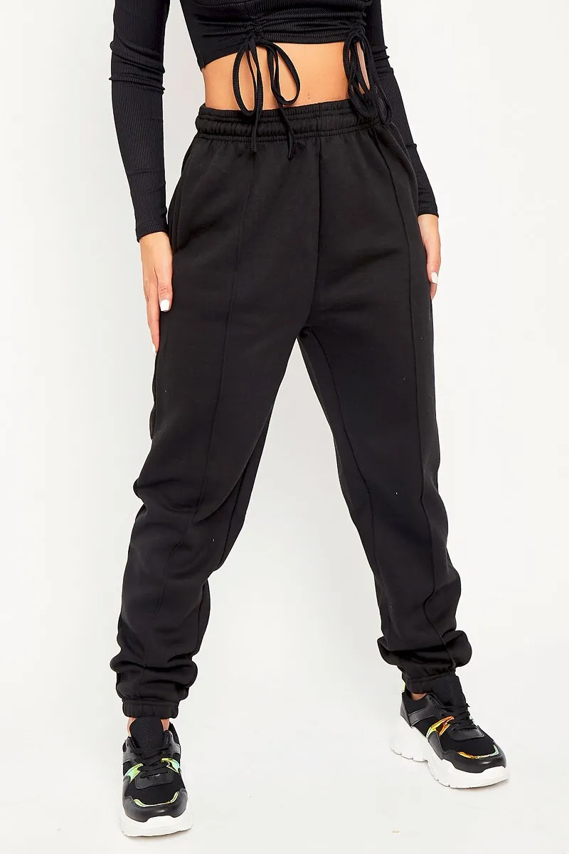 Black Front Piping Joggers - Jordyn