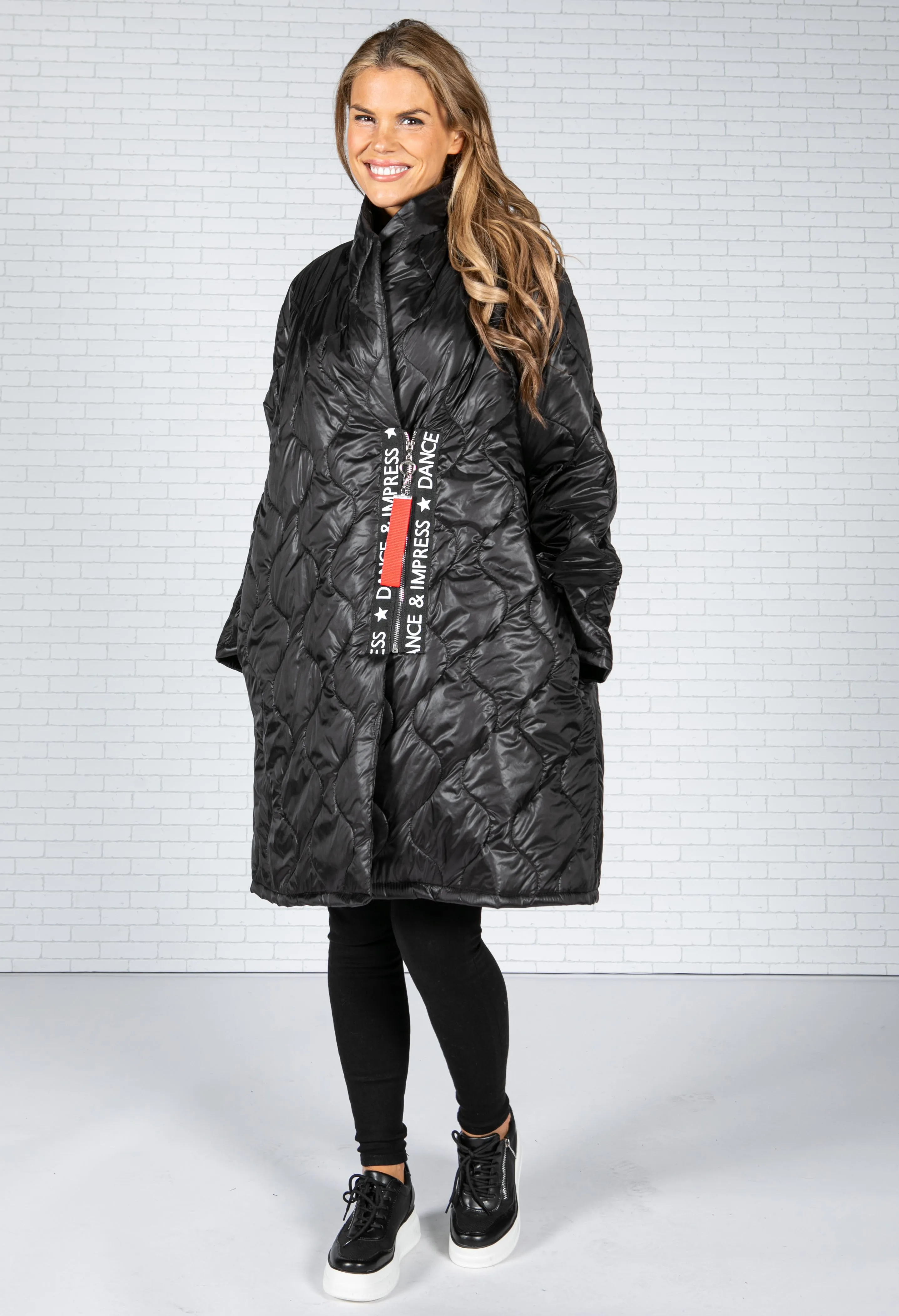 Black Quilted Coat with Toggle