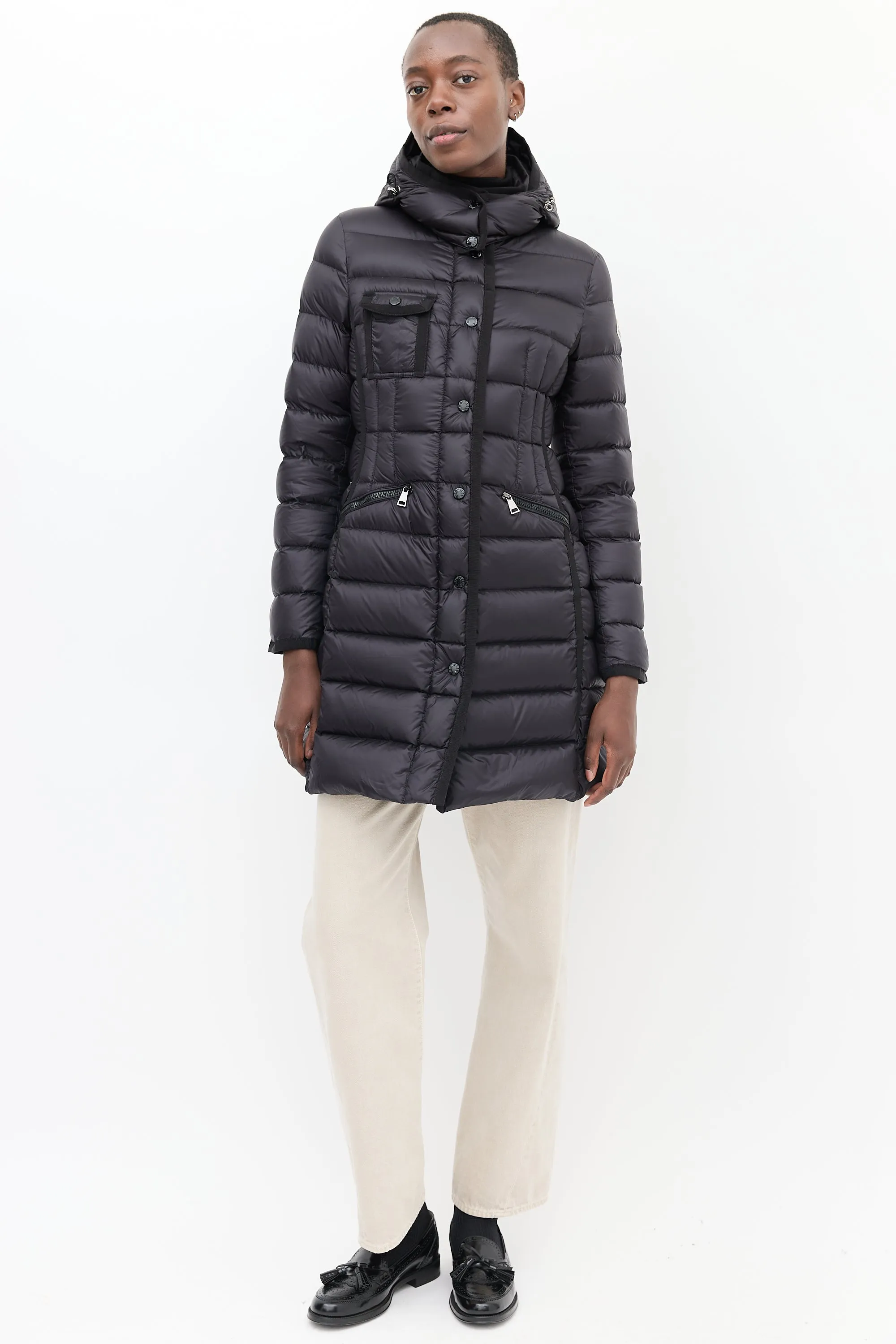 Black Quilted Down Hermine Coat