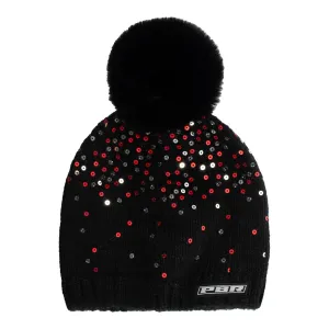 Black Scatter Sequin Pom Beanie