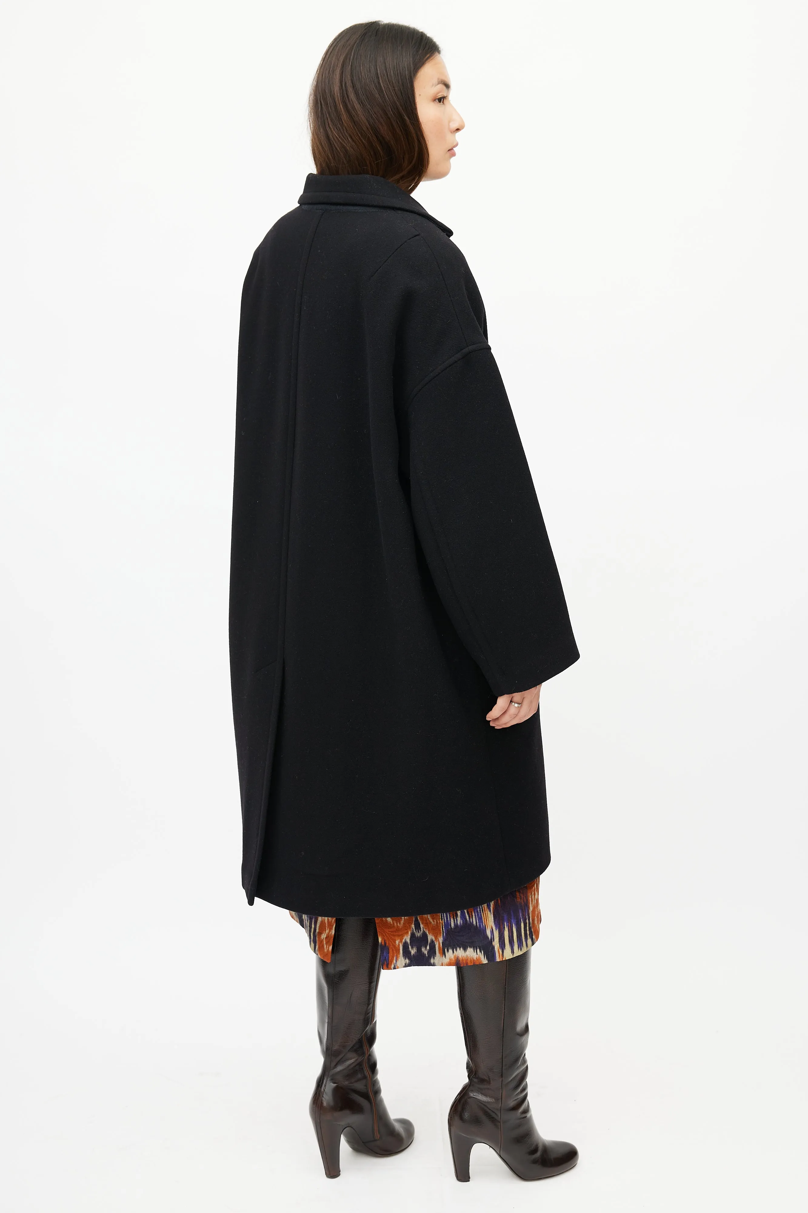 Black Wool Quilted Coat