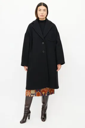 Black Wool Quilted Coat