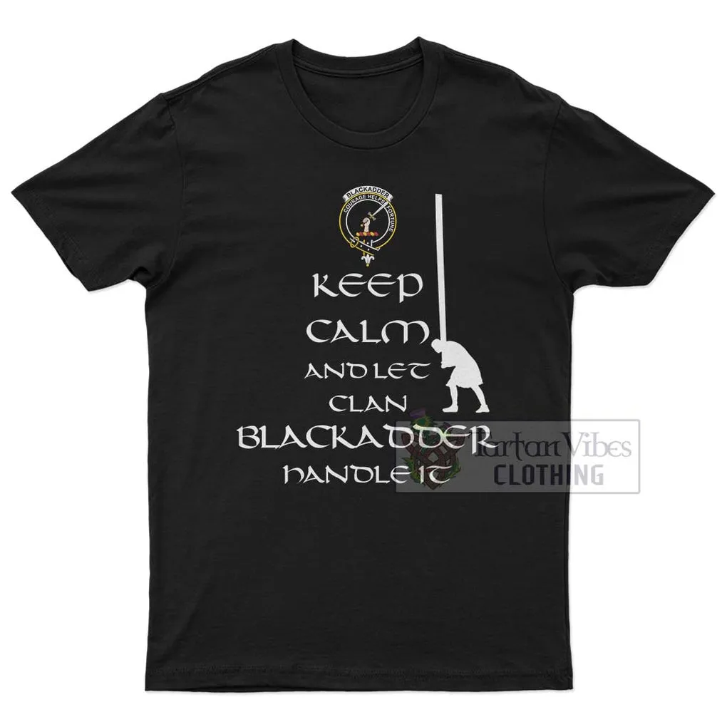 Blackadder Clan Men's T-Shirt: Keep Calm and Let the Clan Handle It Caber Toss Highland Games Style