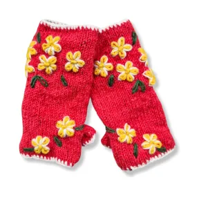 blossom embroidered wrist warmers