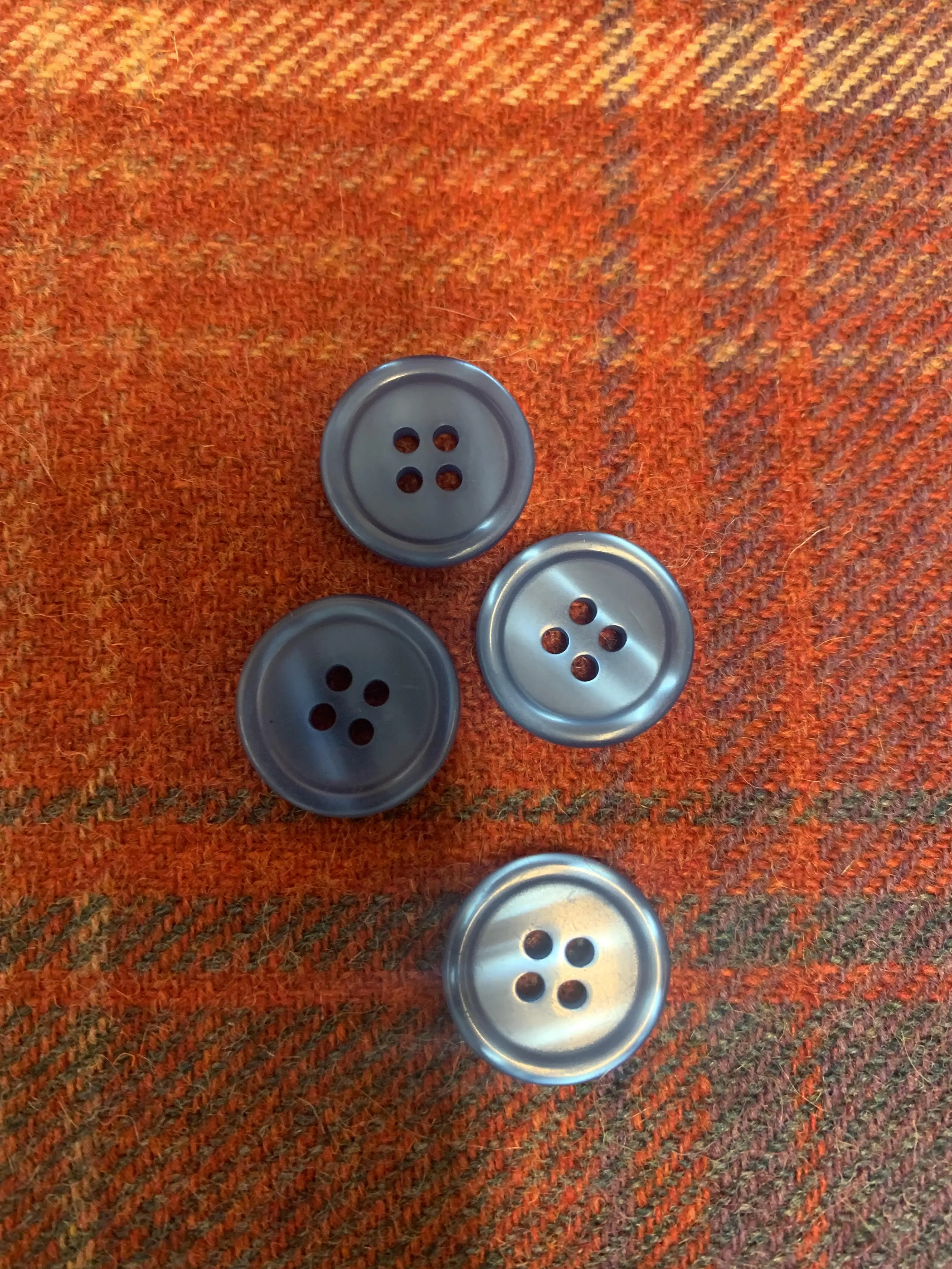 Blue Coat Flat 4 Hole Buttons-4x 18mm