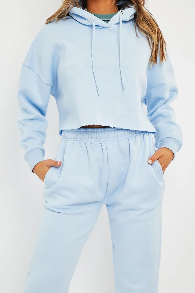 Blue Cropped Oversized Hoodie and Joggers Co-ord - Karenza