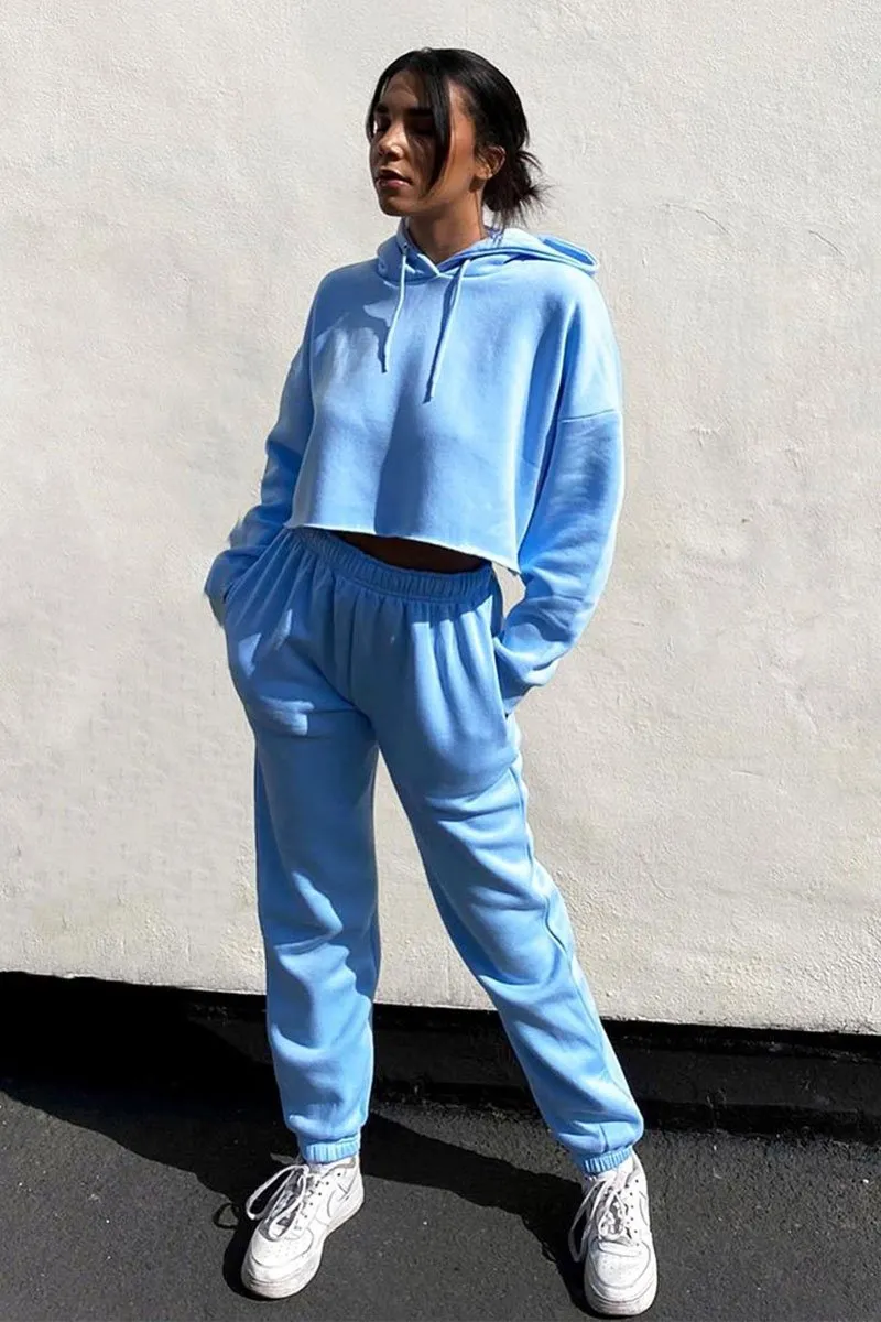 Blue Cropped Oversized Hoodie and Joggers Co-ord - Karenza