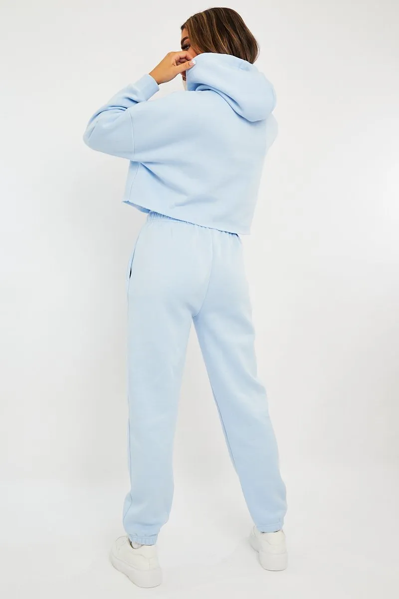 Blue Cropped Oversized Hoodie and Joggers Co-ord - Karenza