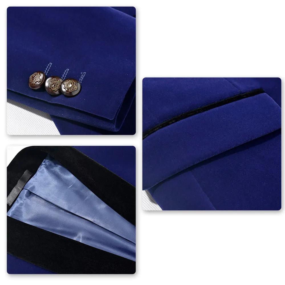 Blue Velvet Jacket Shawl Collar Design Blazer